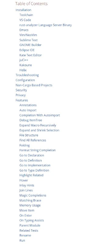 rust-analyzer 是 Rust 语言的模块化编译器前端，旨在为 Rust 创建出色的 IDE 支持，为许多代码编辑器（包括 VS Code、Emacs 和 Vim）提供了代码完成和 goto 定义等功能