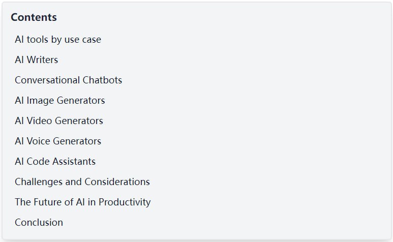 2023年提高生产力的最佳AI工具在本文中，作者将按用例分享他使用过的一些最佳 AI 工具的个人经验，以便让你更好地了解 AI 的功能以及如何将其用于工作当中