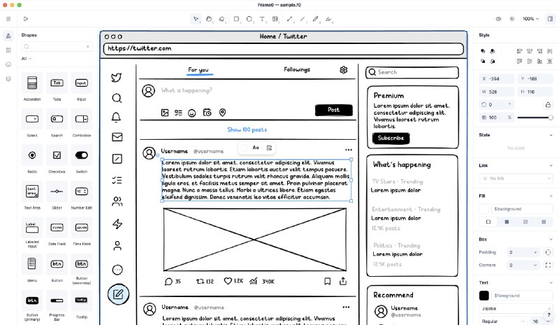 frame0.app：一款暂时免费的手绘风格的App，可以画一些框架原型稿、流程图之类的