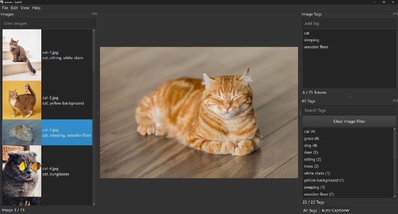 TagGUI：用于快速添加和编辑图像标签和描述的跨平台桌面应用，旨在为生成器式 AI 模型(如 Stable Diffusion)创建图像数据集，支持自动生成描述