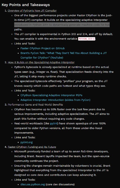 为 CPython 构建 JIT 编译器：这篇文章介绍了即将推出的Python JIT编译器，Brant Bucher分享了其开发进展及与C#、Java等语言JIT编译器的不同之处
