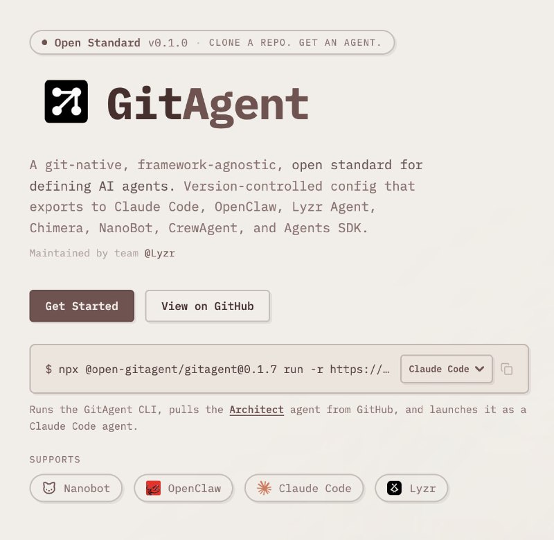 GitAgent：让AI智能体也能Code ReviewGitAgent提出了一个新思路：把GitHub仓库本身变成AI Agent的身份、记忆和技能载体