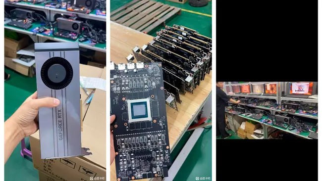由于美国禁止向中国出口AI芯片，国内工厂开始拆解RTX 4090游戏显卡并将其改装成AI加速卡，工厂只保留芯片和内存，丢弃原始PCB和散热器，安装新的PCB和风扇，使卡片更紧凑