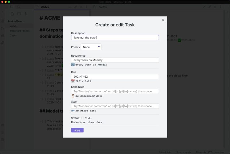 Obsidian Tasks：Obsidian知识库的任务管理器GitHub | 文档 | #ObsidianObsidian Tasks：Obsidian知识库的任务管理器GitHub | 文档 | #Obsidian