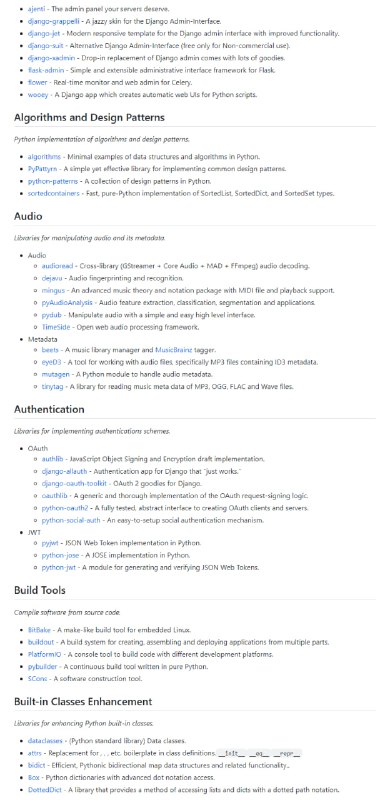 Python 框架、库、软件和资源的精选列表awesome-python | #Python #框架Python 框架、库、软件和资源的精选列表awesome-python | #Python #框架