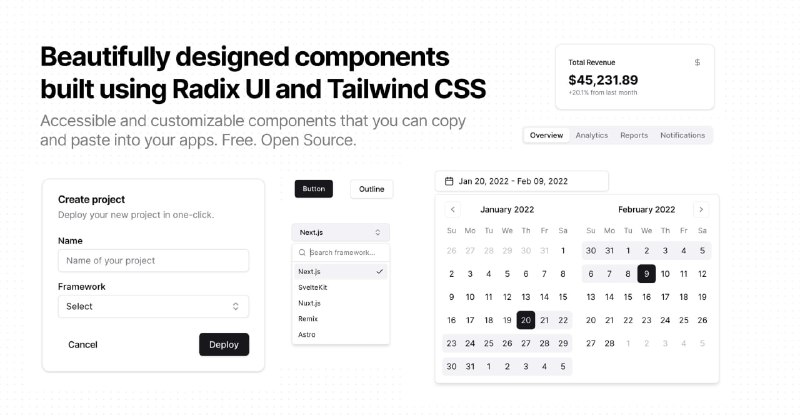 一个无障碍、可定制、开源的组件，可以将其复制并粘贴到应用程序中