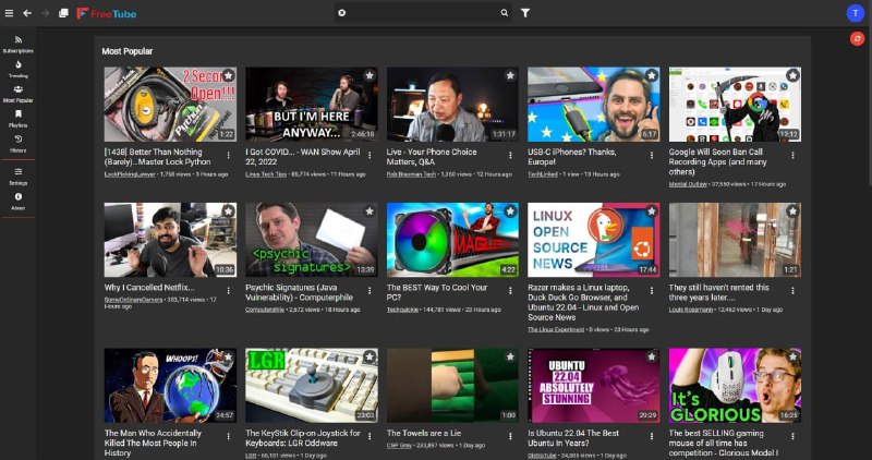 FreeTube是一个适用于Windows，Mac和Linux的YouTube客户端，围绕更私密地使用YouTube而构建