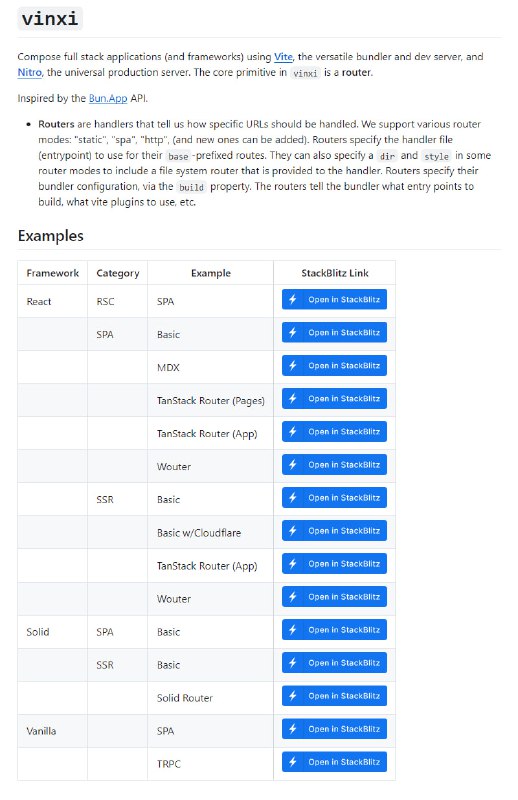 Vinxi：全栈JavaScript SDK，为构建具有个人偏好的应用和框架提供支持，基于Vite和Nitro