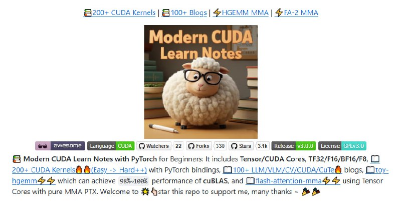 CUDA-Learn-Notes：为初学者和开发者提供全面的CUDA学习资源