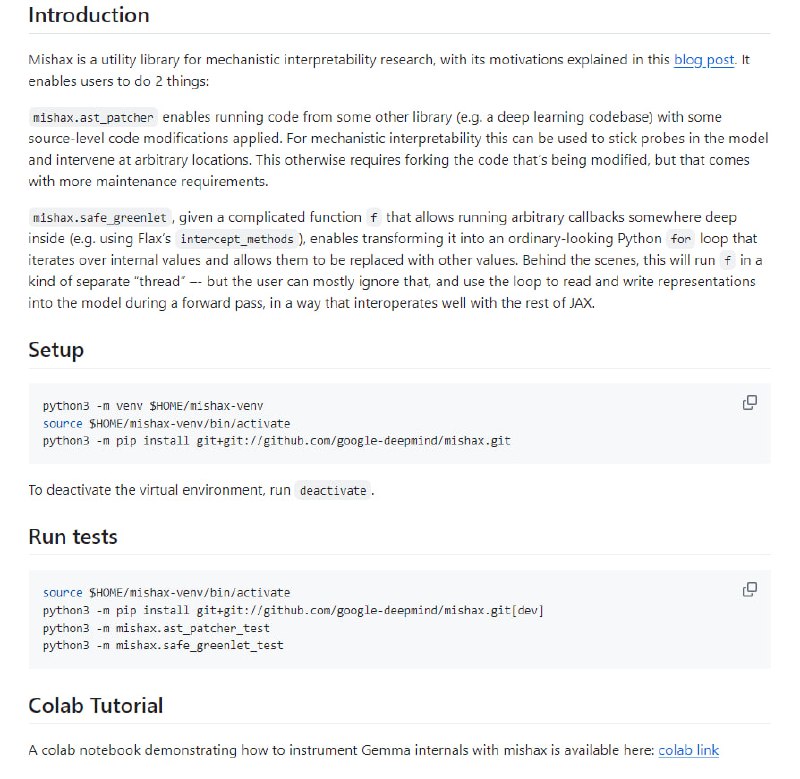 深度学习模型机制解释性研究的工具库，支持代码修改和模型内部值的替换，以增强模型的可解释性Mishax | #工具