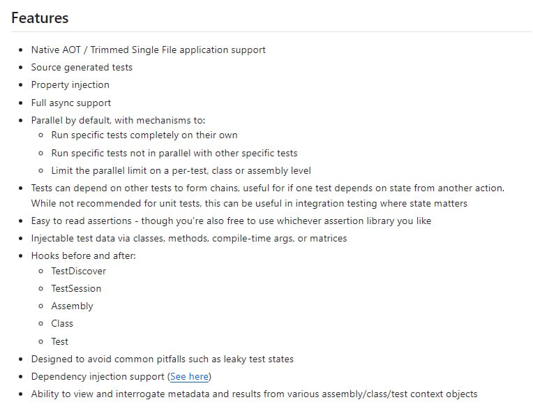 一个现代化、快速、灵活的.NET测试框架，支持多种测试类型包括单元测试、集成测试和验收测试