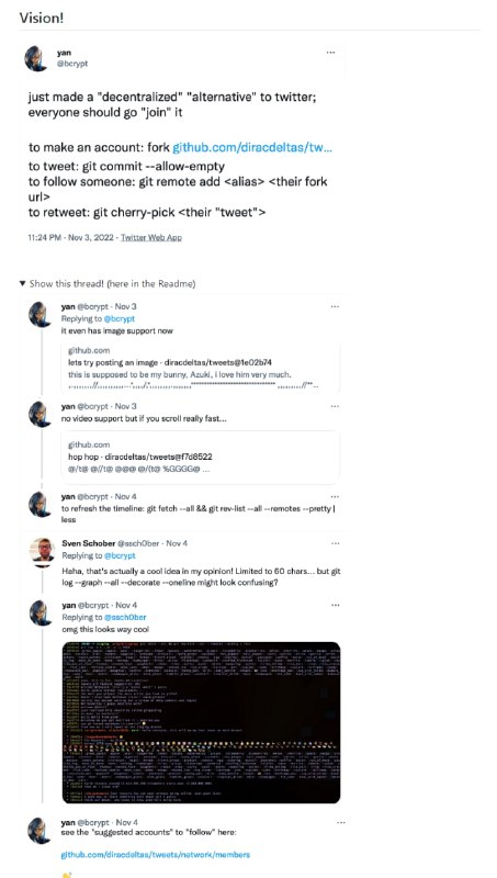 tweets  基于git无前端的硬核版Twitter