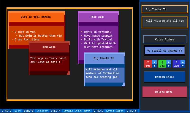 NoteSH：命令行笔记应用一个用Textual构建的TUI框架，终端中功能齐全的便签应用程序项目地址 | #命令行