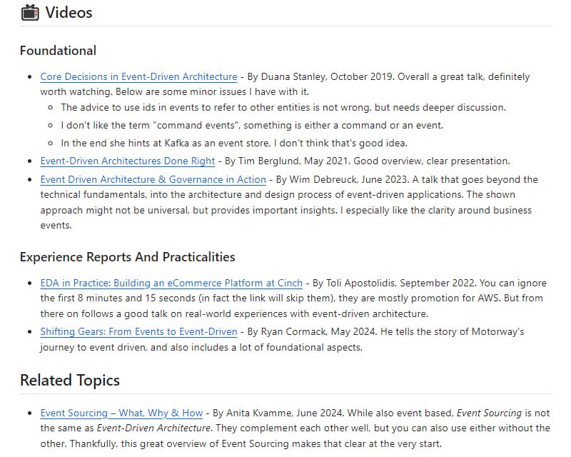 awesome-event-driven-architecture：一个精选的事件驱动架构(EDA)资源集合，包含高质量的文章、视频和实践经验
