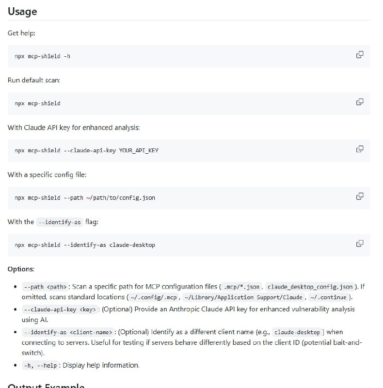 mcp-shield：为MCP服务器提供全面的安全扫描，守护你的系统免受工具投毒攻击、数据泄露和跨域违规等安全威胁