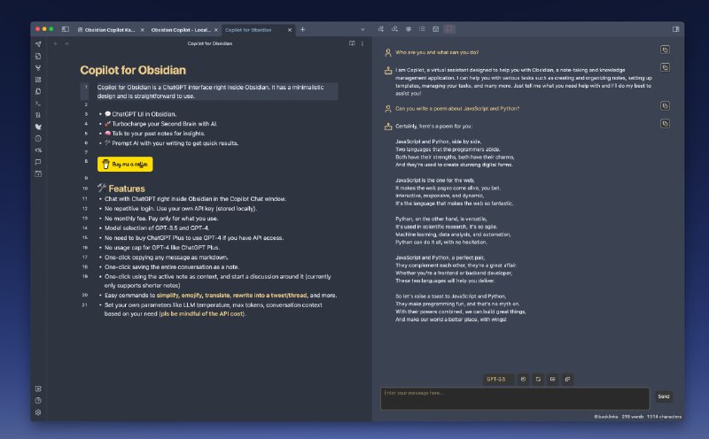 Obsidian的Copilot插件，利用ChatGPT实现基于笔记的问答机器人，能与笔记对话Copilot for Obsidian | #插件Obsidian的Copilot插件，利用ChatGPT实现基于笔记的问答机器人，能与笔记对话Copilot for Obsidian | #插件