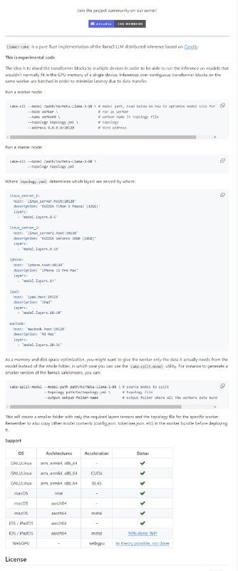 分布式LLama3推理助手：基于Rust实现的分布式大型语言模型（LLM）推理框架，专为解决单一设备GPU内存不足而设计，支持多设备协同推理