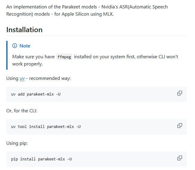 Parakeet MLX：为苹果芯片优化的Nvidia语音识别利器Parakeet 模型，让语音转文字变得高效又便捷