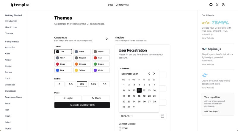 templUI：为企业级开发量身打造的轻量级UI组件库