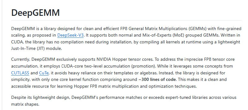 DeepGEMM：DeepSeek开源的高效且简洁的FP8矩阵乘法（GEMM）库，为深度学习加速而生