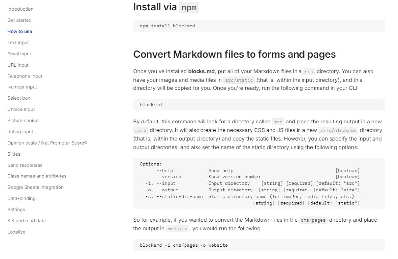 blocks.md：将Markdown文件转化为出色的表单和网页，支持表单字段、逻辑跳转、数据绑定和本地化，具有高定制性和内置的无障碍功能blocks.md：将Markdown文件转化为出色的表单和网页，支持表单字段、逻辑跳转、数据绑定和本地化，具有高定制性和内置的无障碍功能