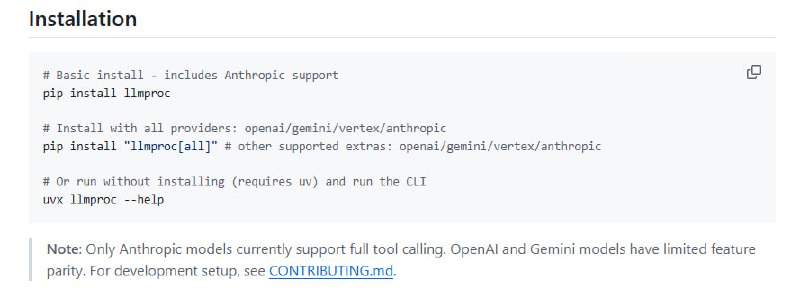LLMProc：为语言模型打造的“操作系统”，让模型像进程一样协同工作，解决复杂任务支持多模型协同，实现强大的I/O管理；提供15次提交的丰富功能，涵盖程序链接、分叉工具和时间旅行；支持OpenAI、Anthropic和Google Gemini等主流模型