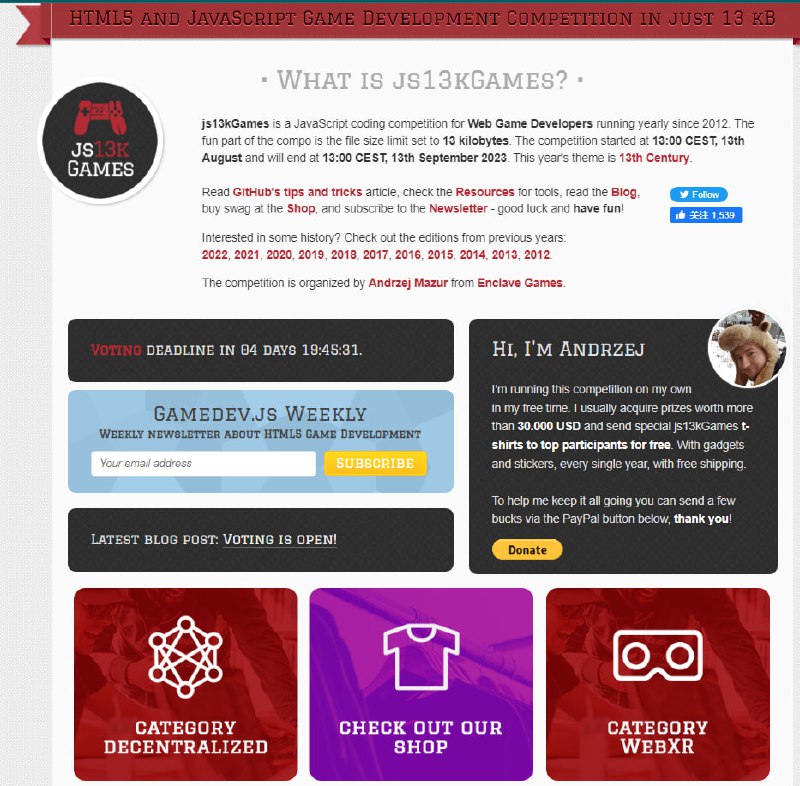 一群程序员的小竞赛，在13KB以下的容量内制作小游戏