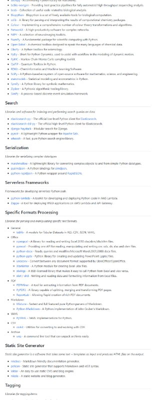 Python 框架、库、软件和资源的精选列表awesome-python | #Python #框架Python 框架、库、软件和资源的精选列表awesome-python | #Python #框架