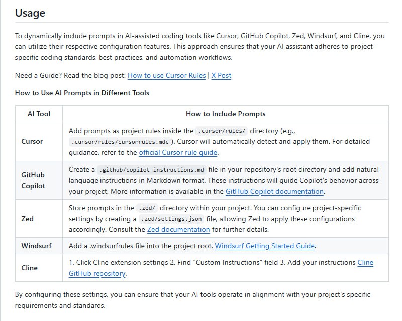 ai-prompts：为开发者提供AI提示、最佳实践和规则的开源宝库