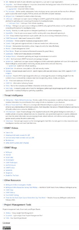 精选的开源情报工具和资源列表