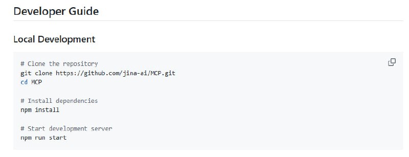 Jina AI Remote MCP Server：一站式远程 Model Context Protocol 服务，集成多种强大工具，极大简化内容处理与检索流程  • 提供 Reader、Embeddings、Reranker 三大核心 API，支持结构化网页内容提取和高质量截图• 内置多种检索功能：全网搜索、arXiv 学术文献搜索、网页图片搜索，满足多场景信息需求  • 高级文档重排序与语义去重，提升信息相关性与唯一性，适合构建精准推荐和内容筛选系统  • 部分工具免 API Key 限额使用，完整功能需接入 Jina API Key，支持免费申请，灵活高效  • 支持直接远程调用或本地代理连接，方便集成到各类客户端和开发环境中  • 开源 Apache-2.0 授权，代码托管于 GitHub，支持本地开发和 Cloudflare Workers 部署，适合定制与扩展  长期来看，Jina MCP 通过模块化设计和多源融合提升检索与内容处理效率，适合打造智能内容平台和多模态应用