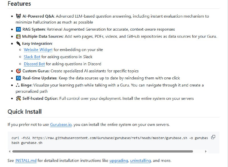 Gurubase：开源的基于检索增强生成（RAG）的系统，用于创建针对特定主题或需求的 AI 驱动的问答助手