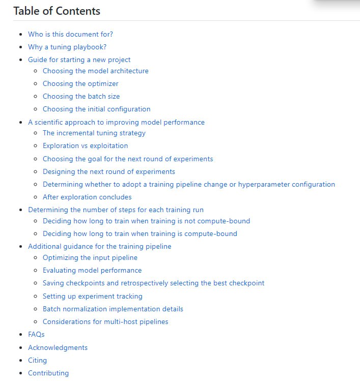 Google发布的深度学习调优手册本手册适用于对系统地最大化深度学习模型性能感兴趣的工程师和研究人员，包括个人和团队