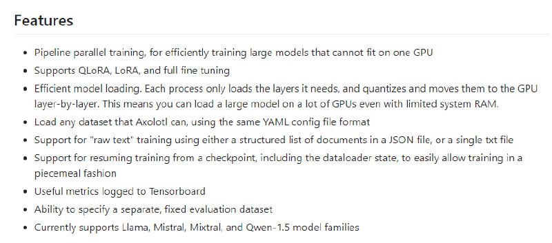 qlora-pipe：用于训练大语言模型的开源脚本，可以在四块4090 GPU上对LLM进行定制训练 | #脚本