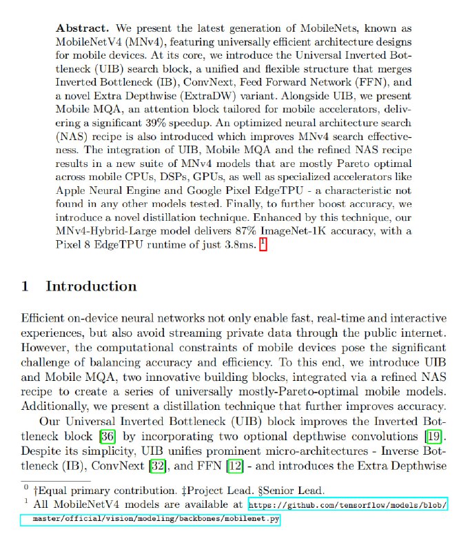 MobileNetV4 - Universal Models for the Mobile Ecosystem通过巧妙设计的模块、注意力机制和NAS方法，使模型在移动端各硬件上都能高效部署