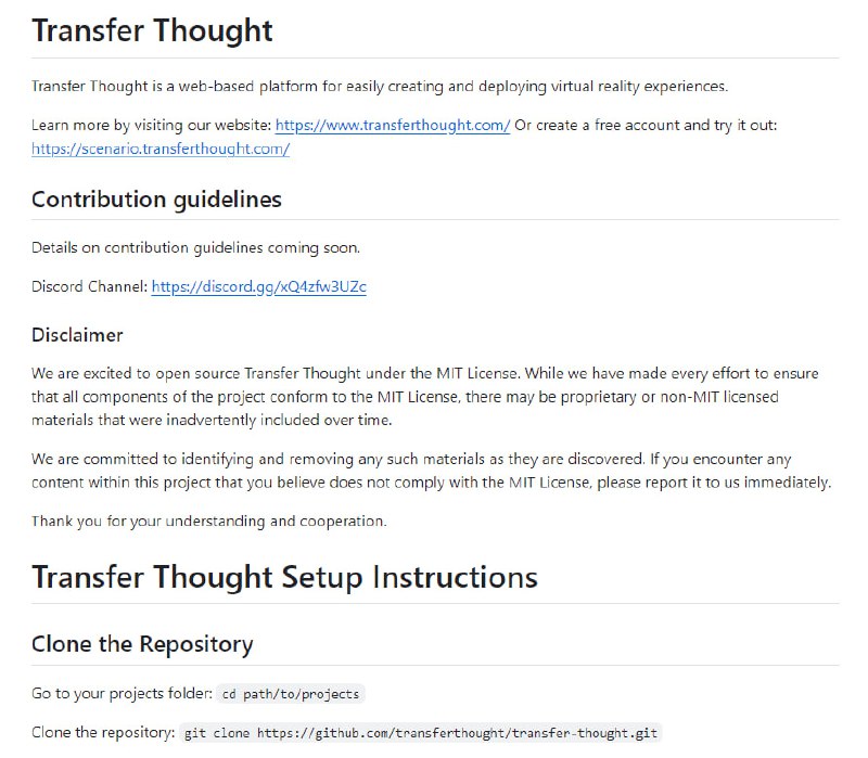 Transfer Thought：基于Web的虚拟现实体验创建平台，简化虚拟现实内容的创建和部署流程，支持用户快速构建和分享沉浸式VR体验