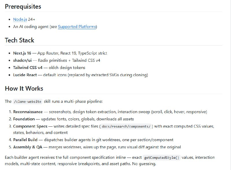 想要复刻一个网站的界面，通常需要手动分析 HTML 结构、抠 CSS 样式、下载素材，然后再用代码一个一个组件地还原，过程极其耗时且繁琐