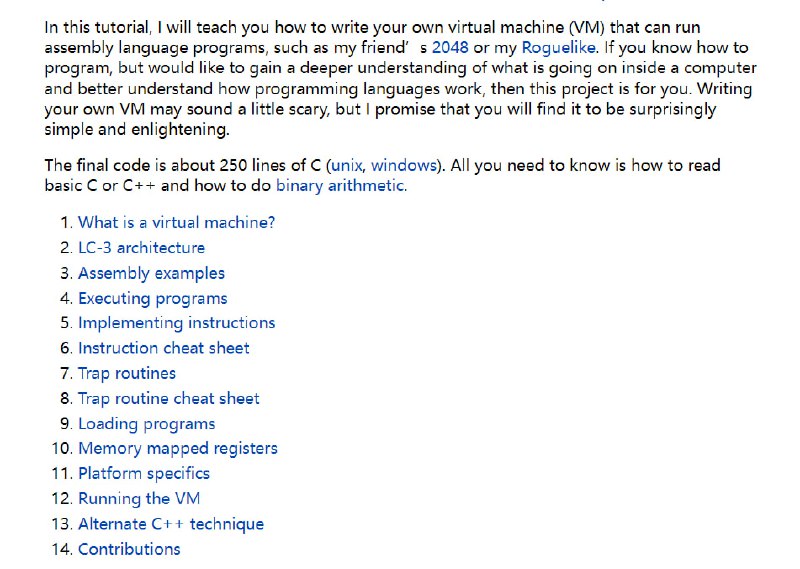编写你自己的虚拟机教程本文指导读者如何编写自己的虚拟机（VM），以运行汇编语言程序
