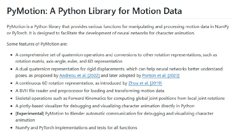 PyMotion：专为深度学习角色动画设计的 Python 运动数据处理库，支持 NumPy 与 PyTorch，助力研究与开发效率提升