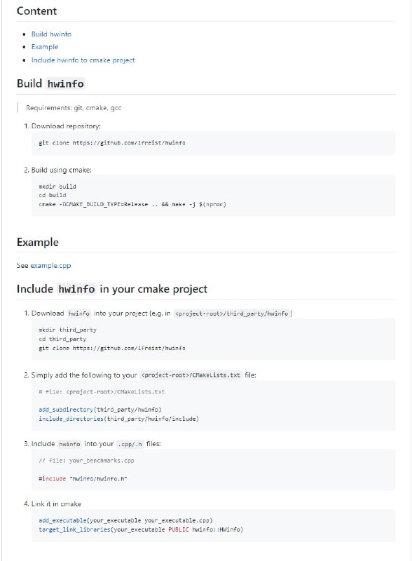 使用 C++ 获取硬件信息的跨平台解决方案hwinfo