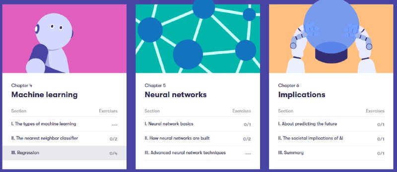 Elements of Al：一个免费的AI在线课程，适合零基础学习者快速理解消化AI 的基本概念，包括机器学习、神经网络等内容