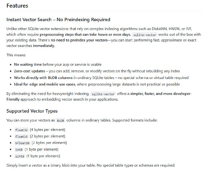 在线向量检索通常需要复杂的索引和服务支持，部署和维护门槛较高