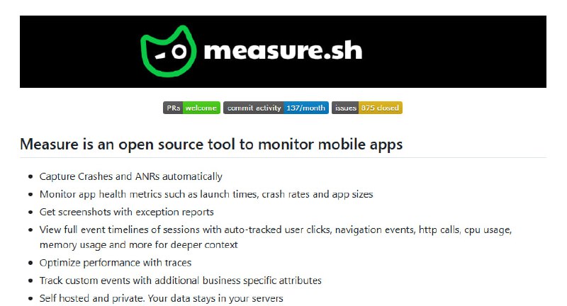 开源移动应用监控工具，连接用户行为、应用事件、网络调用、日志和错误，让生产环境中的问题调试变得轻松