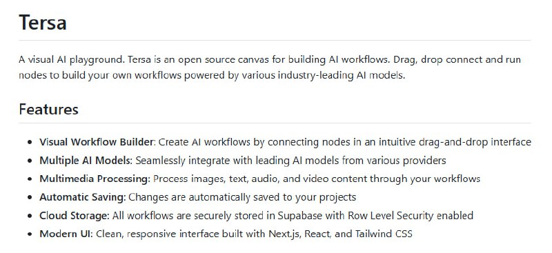 Tersa：一个可视化的AI工作流构建平台