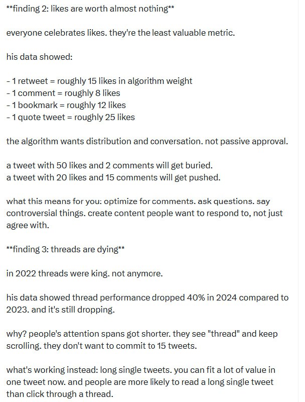 有人花14个月跟踪5万条推文，逆向研究了Twitter算法，揭示了10个关键真相，颠覆了大多数“专家”的说法：帖子1. 决定推文命运的是前47分钟