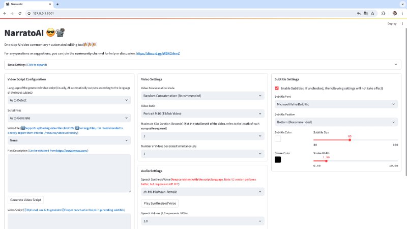 一站式AI驱动的影视解说与视频编辑工具，支持剧本编写、自动化视频剪辑、配音及字幕生成，通过LLM技术提升内容创作效率NarratoAI | #工具一站式AI驱动的影视解说与视频编辑工具，支持剧本编写、自动化视频剪辑、配音及字幕生成，通过LLM技术提升内容创作效率NarratoAI | #工具