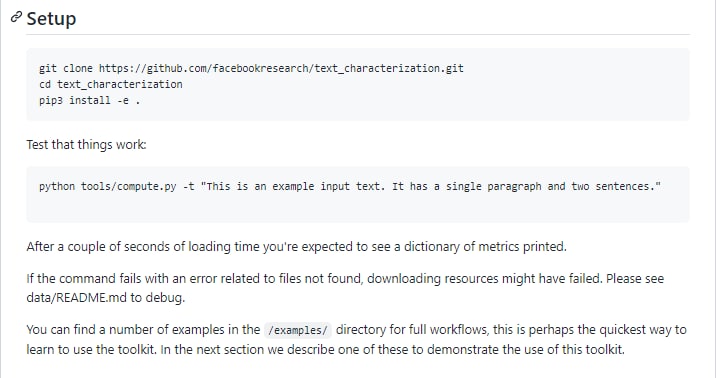 用于计算各种文本特性并用它们轻松分析数据集和模型的库这是一个简单的数据分析工具包，由以下组件组成：实现多种文本特征用于计算所有尺度数据的这些指标的工具（单个文本 -> 十亿令牌语料库）使用计算的特征的工具：-可视化和分析给定文本语料库上的特征分布-找出文本属性与模型性能之间的相关性