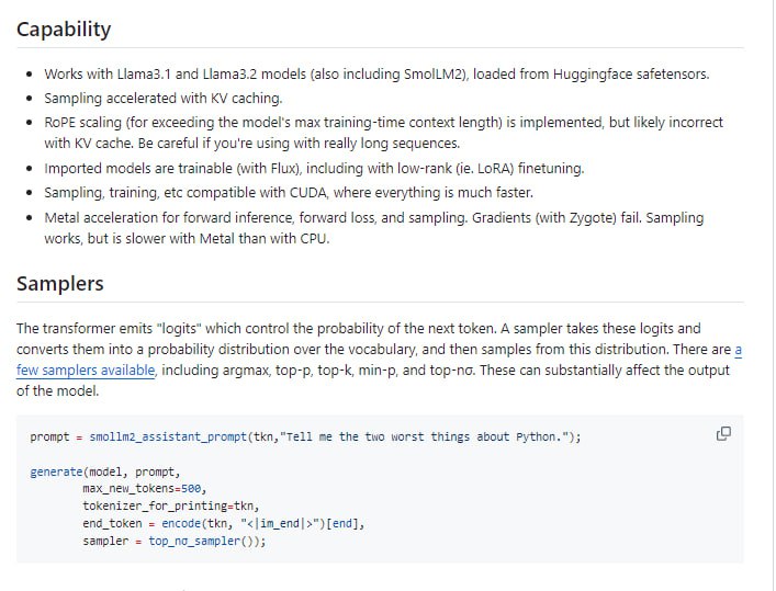 用Julia语言编写的可定制化Llama3.1和Llama3.2文本模型工具，支持模型训练和生成文本，具有高性能和灵活性Jjama3 | #工具用Julia语言编写的可定制化Llama3.1和Llama3.2文本模型工具，支持模型训练和生成文本，具有高性能和灵活性Jjama3 | #工具