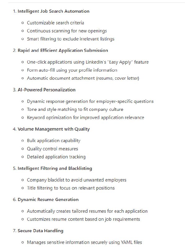 领英自动化求职助手，利用人工智能和自动化技术，帮助用户高效个性化地申请大量相关职位，提高获得理想工作的机会 LinkedIn_AIHawk | #工具领英自动化求职助手，利用人工智能和自动化技术，帮助用户高效个性化地申请大量相关职位，提高获得理想工作的机会 LinkedIn_AIHawk | #工具