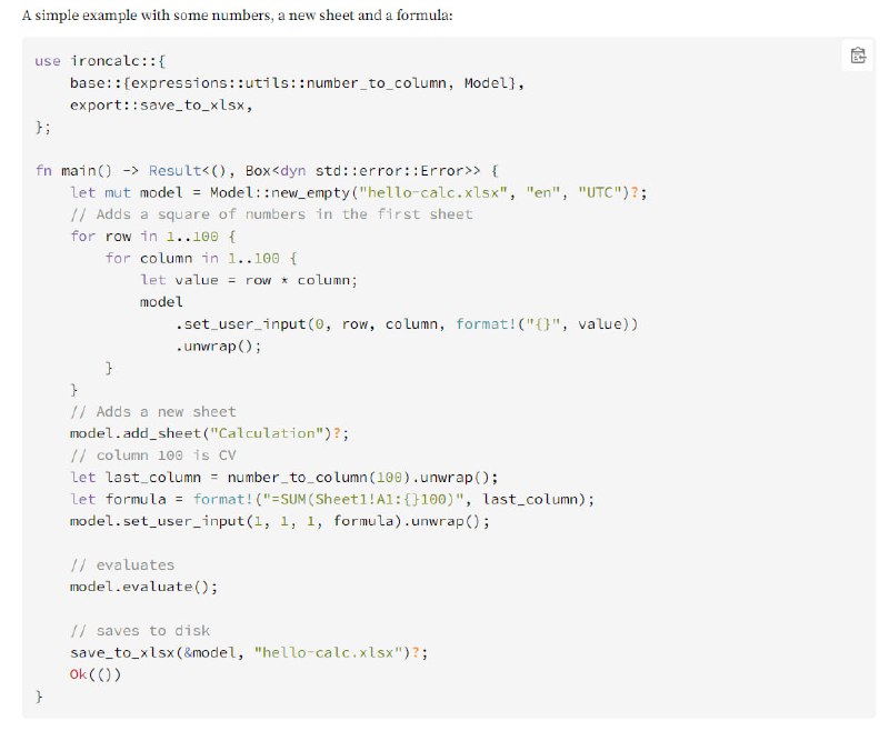 IronCalc：新一代现代电子表格引擎，用于多样化环境中处理电子表格数据，支持多种编程语言集成，旨在构建不同界面如终端、桌面应用或网页应用IronCalc：新一代现代电子表格引擎，用于多样化环境中处理电子表格数据，支持多种编程语言集成，旨在构建不同界面如终端、桌面应用或网页应用